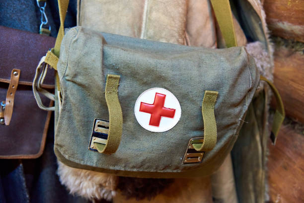 Field bag of the military doctor stock photo
