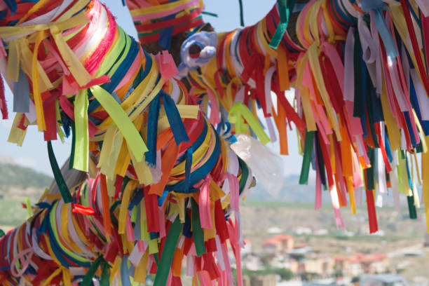 istock Wish tree with colorful decorated tapes. Make a wish concept. 834422606