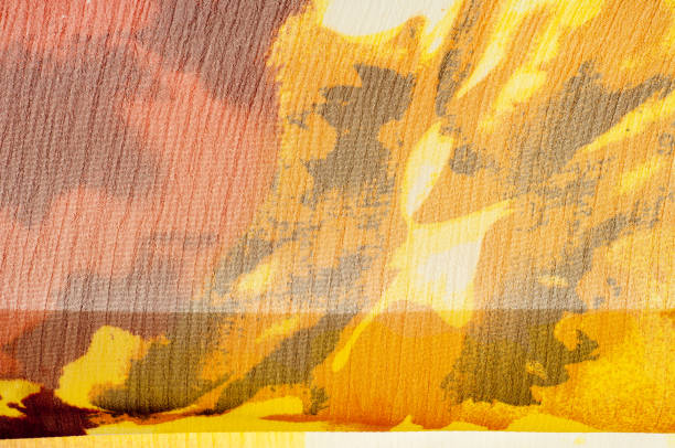 istock Fabric silk texture brown, blue, white, yellow 834436386