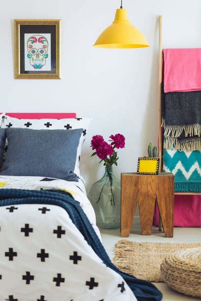 istock Handmade blanket ladder in bedroom 834437314
