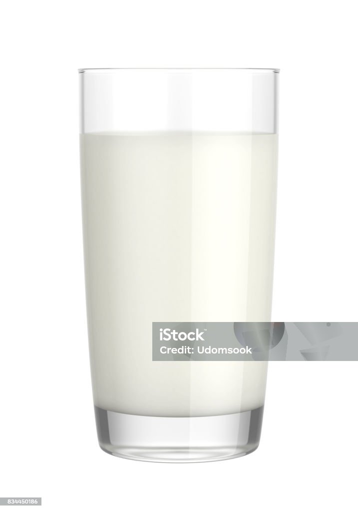 glass of milk glass of milk isolated on white background, 3D rendering Milk Stock Photo