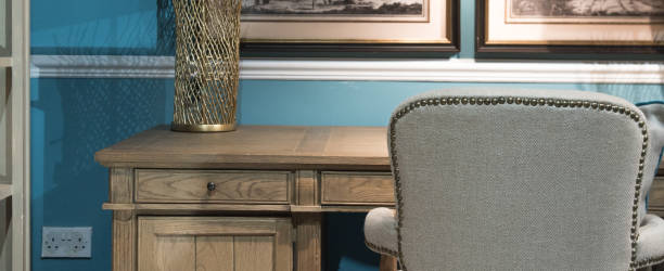 istock Bespoke Wooden Desk and Chair in Study 834452912