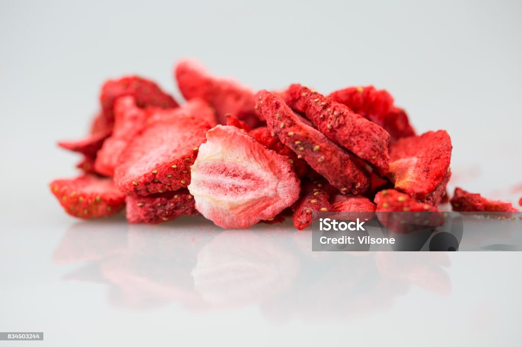 Freeze dried strawberries / lyophilized. Dried Food Stock Photo