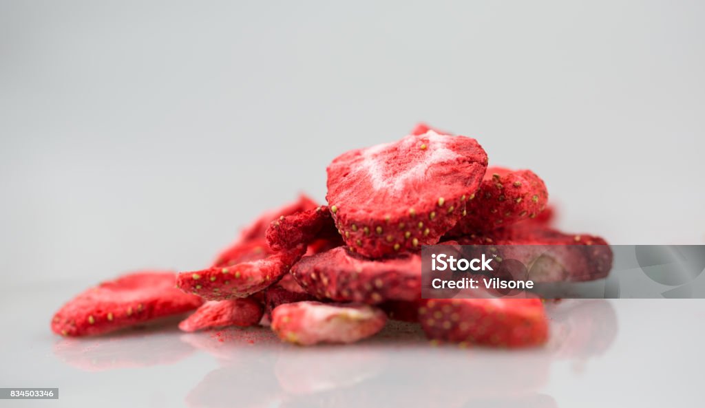 Freeze dried strawberries / lyophilized. Close-up Stock Photo
