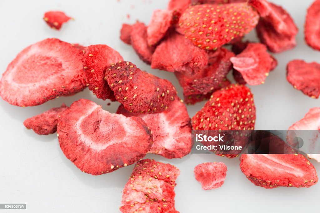 Freeze dried strawberries / lyophilized. Strawberry Stock Photo