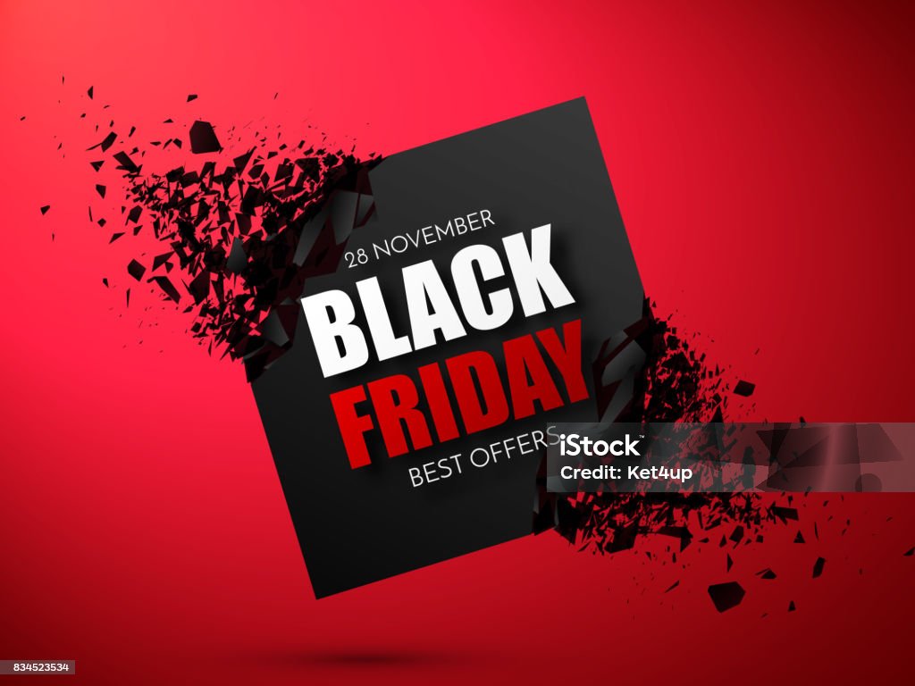 Black Friday Sale Abstract Background. Vector Banner with explosion effect. Black Friday Sale Abstract Background. Vector Banner with explosion 3d effect. Black Friday - Shopping Event stock vector