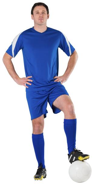 istock Football player in blue looking at camera 834527416
