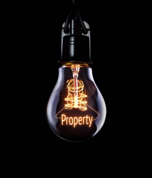 istock Hanging lightbulb with glowing Property concept. 834542194
