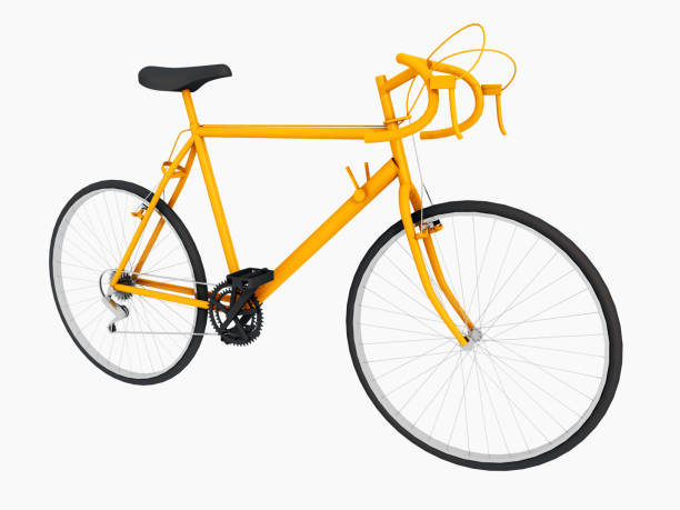 istock Yellow racing bicycle isolated on white background 834558128