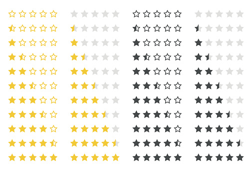 set of five rating stars vector design element