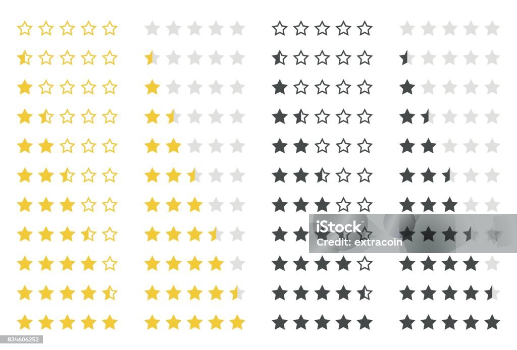 rating stars set set of five rating stars vector design element Star Shape stock vector