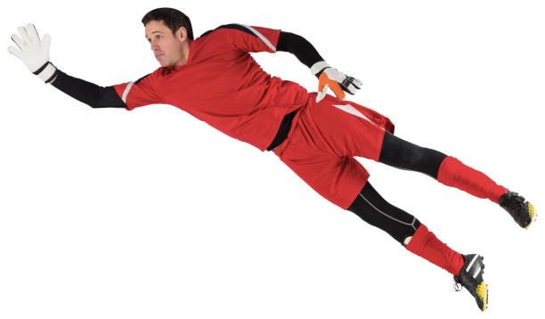 istock Fit goal keeper jumping up 834606312