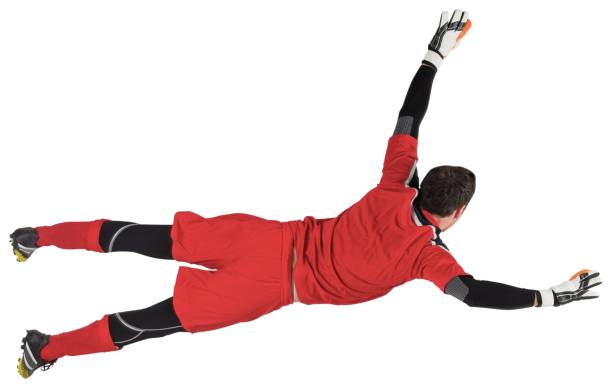 istock Fit goal keeper jumping up 834607198
