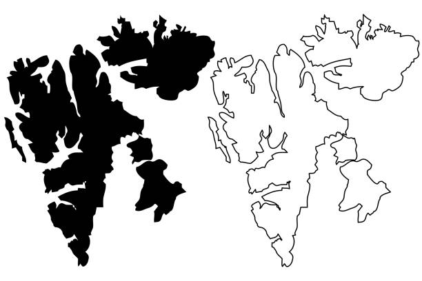 島スバールバル諸島地図ベクトル - スヴァールバル島点のイラスト素材／クリップアート素材／マンガ素材／アイコン素材