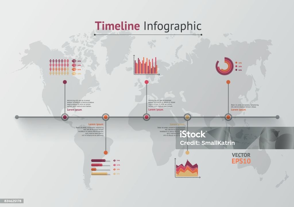 Timeline Map Exa Timeline Vector Infographic World Map Stock Illustration - Download ...