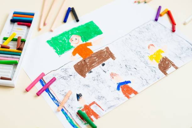 istock Pastel drawing of teacher in school class. 834628462