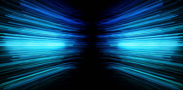neon-tunnel zoom digitaler daten - blurred motion abstract electricity power line stock-fotos und bilder