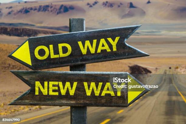 Old Way X New Way Crossroad Stock Photo - Download Image Now - Change, Organization, New