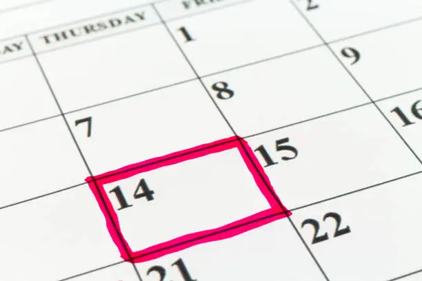 Calendar Date Planner with Red Marker closeup