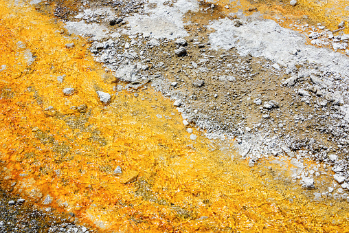 Colorful texture of the Tardy Geyser in the Upper Geyser Basin