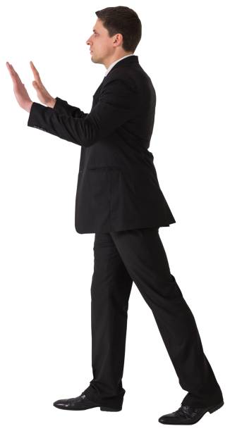 istock Businessman in suit pushing with hands 834710532