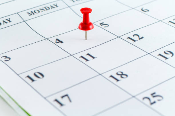 istock Calendar Date Planner With Red Pin Point 834714256