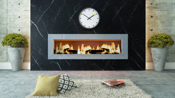 istock living room with black marble fireplace decor design 834725250