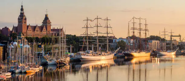 sailing ships at the wharf in Szczecin, Tall Ships Races 201