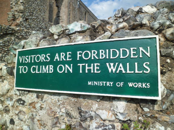 istock 'Visitors Are Forbidden To Climb On The Walls - Ministry Of Works' Sign 834732670