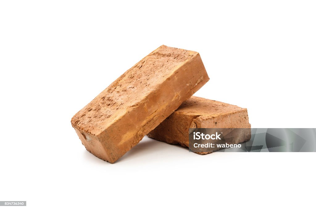 Two solid bricks Red brick isolated on white background Brick Stock Photo