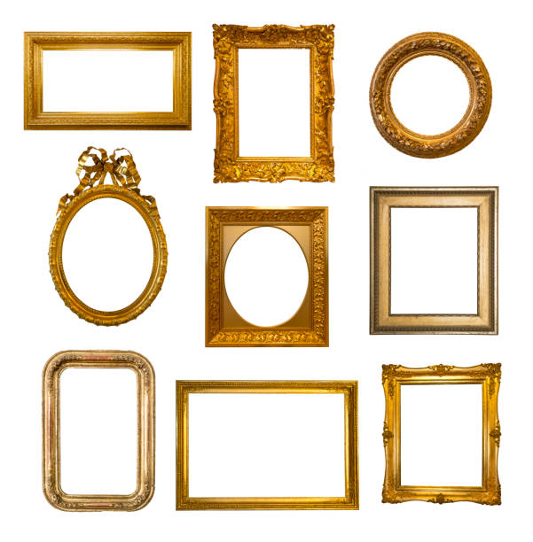 istock Set of gilded antique frames isolated on white background 834737994