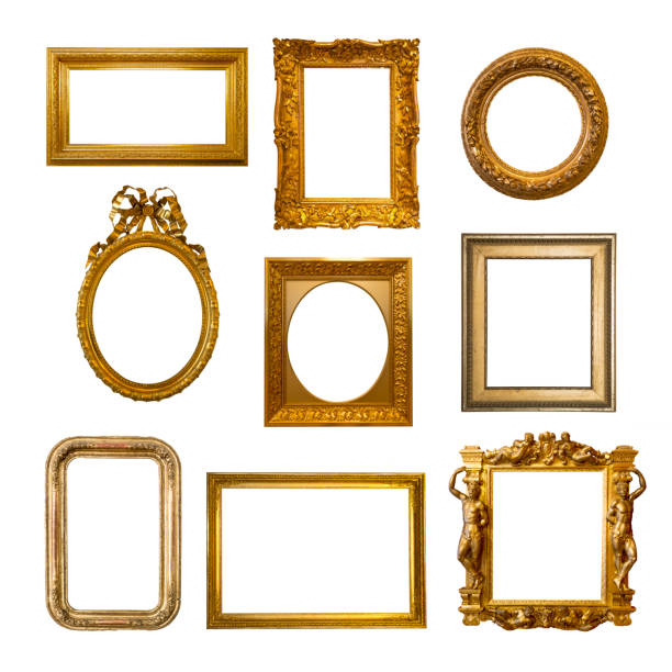 istock Set of gilded antique frames isolated on white background 834738550