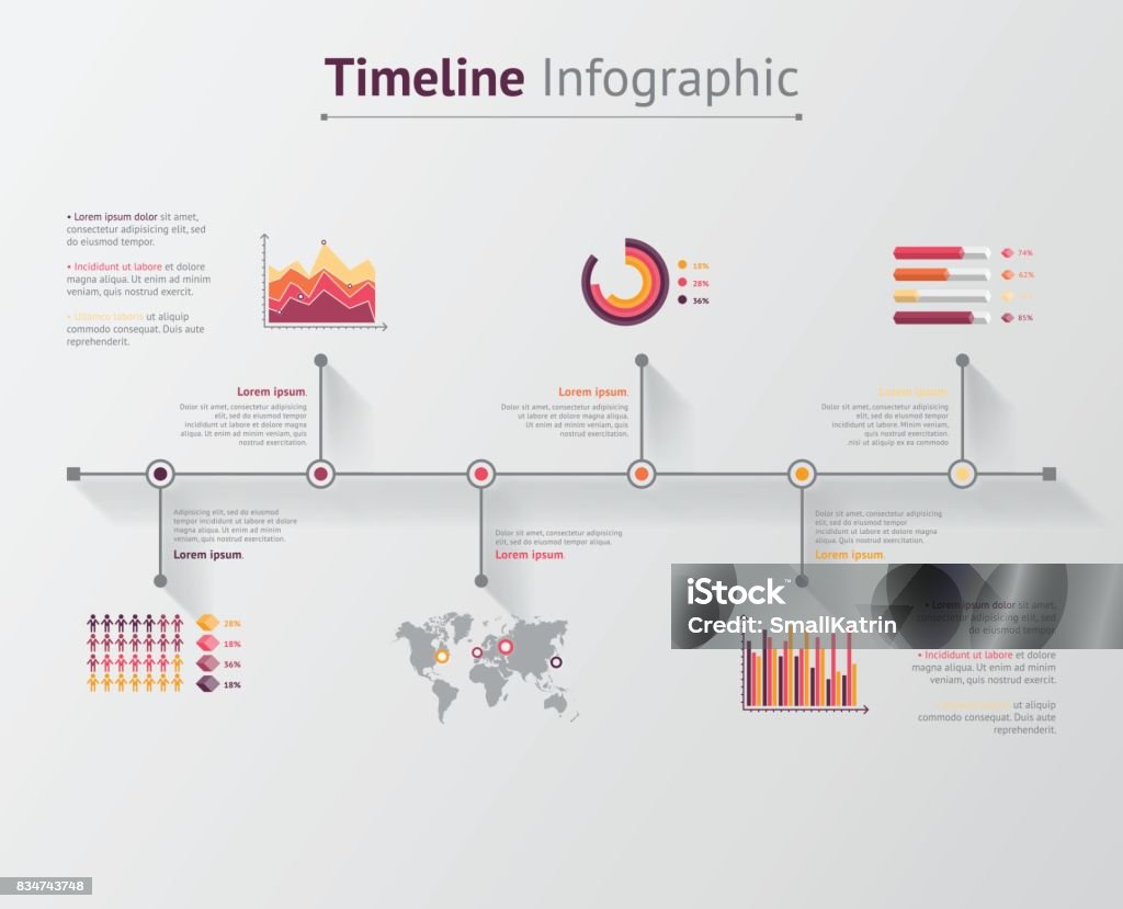 Timeline vector infographic. World map Infographic stock vector