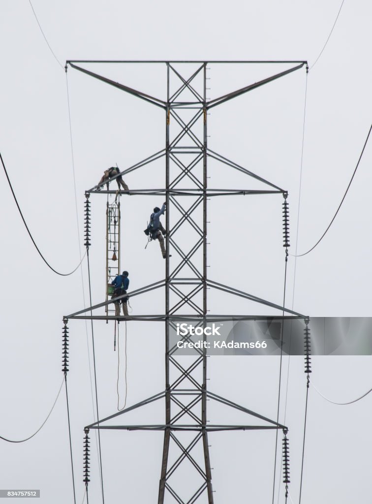 Power Line Work Power Line Work Stock Photo - Download Image Now - Danger, Helicopter ...