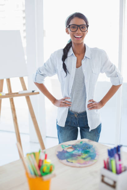 istock Cheerful pretty artist posing 834761562