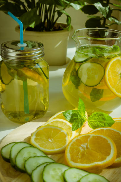 istock Refreshing detox with orange, lemon, cucumber and mint 834763878