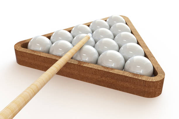 Billiard balls in the triangle and cue. stock photo