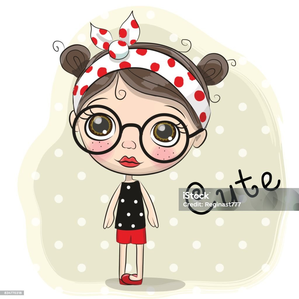 Cute Cartoon Girl With A Glasses Stock Illustration - Download Image Now -  Butterfly - Insect, Art, Baby - Human Age - iStock