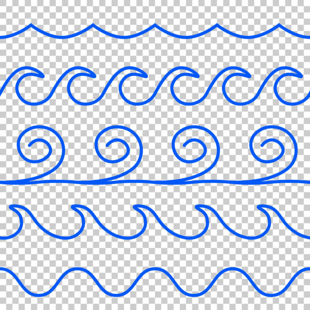 bezszwowy wzór linii niebieskiej fali wektorowej - drop set water vector stock illustrations