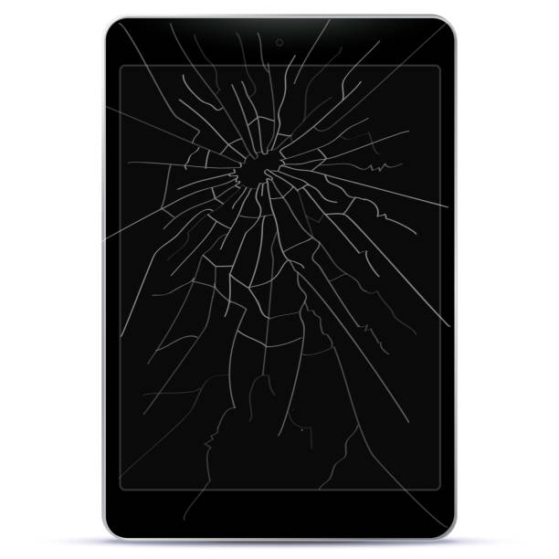 ilustrações, clipart, desenhos animados e ícones de computador tablet preto quebrado - broken computer monitor computer shattered glass