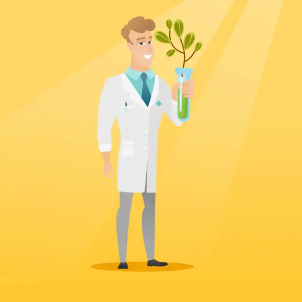 Vector illustration of Scientist with test tube vector illustration