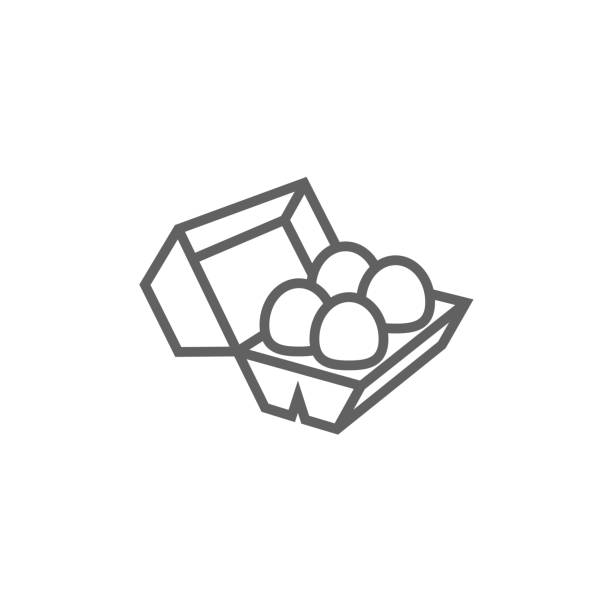 Eggs in carton package line icon Eggs in a carton package thick line icon with pointed corners and edges for web, mobile and infographics. Vector isolated icon. egg carton stock illustrations