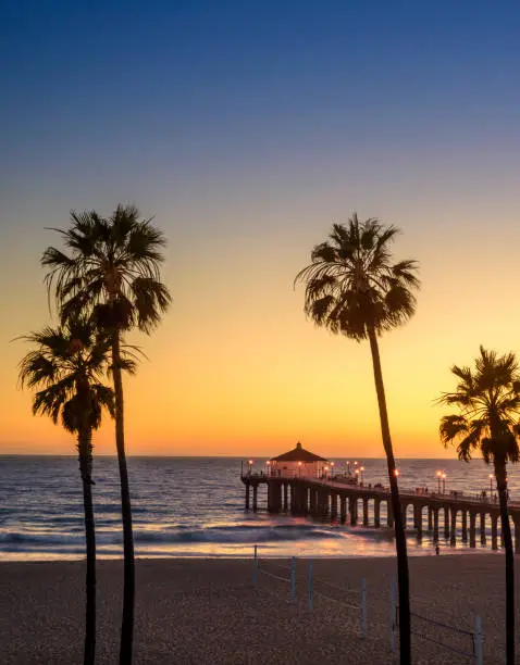 Photo of Manhattan Beach Pier at sunset, Los Angeles, California
