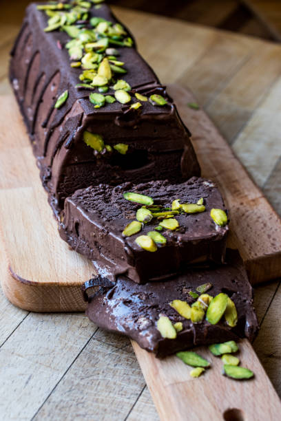 istock Semifreddo Cake - ice cream with chocolate sauce and peanut (semi-frozen dessert) 834811256