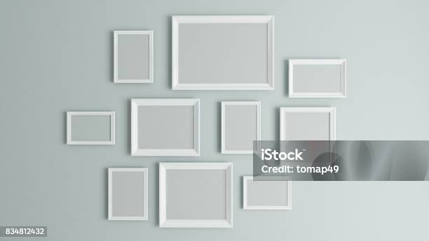 Picture White Border Frame 3d Rendering Stock Photo - Download Image Now - Picture Frame, Wall - Building Feature, Border - Frame