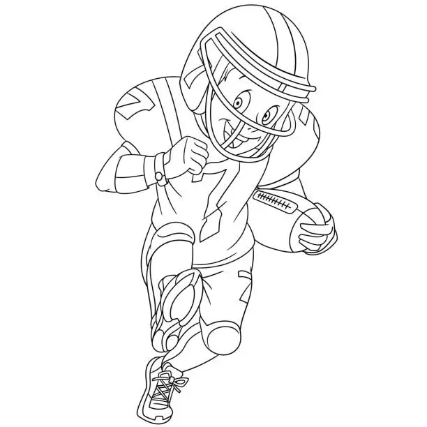 Vector illustration of Boy playing american football