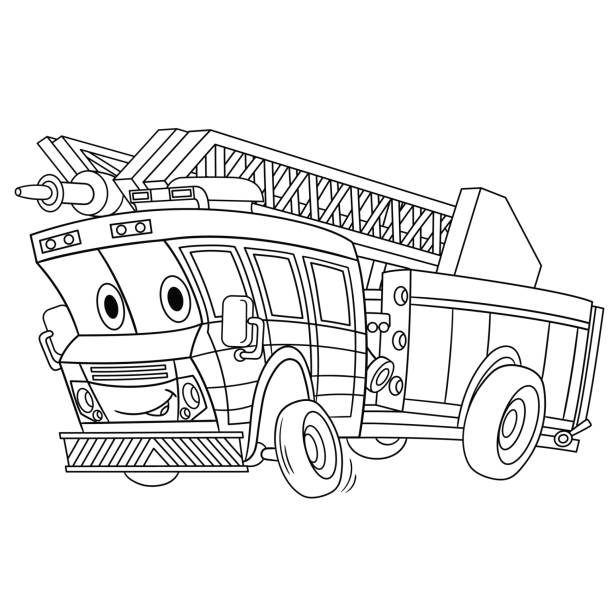 окраска пожарной машины - on wheels flash stock illustrations