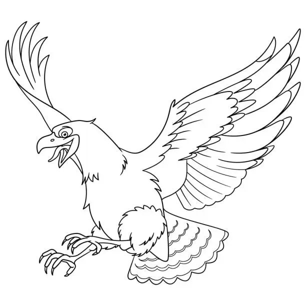Vector illustration of Eagle bird coloring