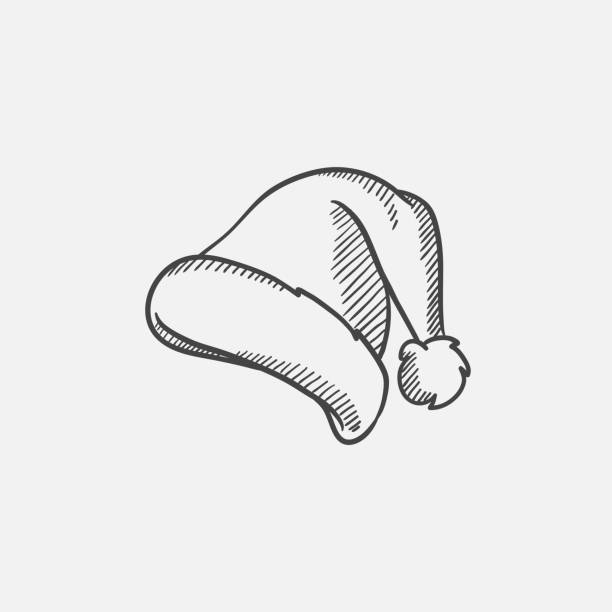 santa hut skizzensymbol - nikolaus mütze stock-grafiken, -clipart, -cartoons und -symbole