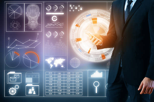 istock Smartphone with abstract business hologram 834819710